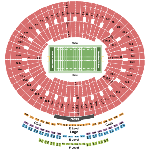 Rose Bowl Stadium Rose Bowl Seating Chart